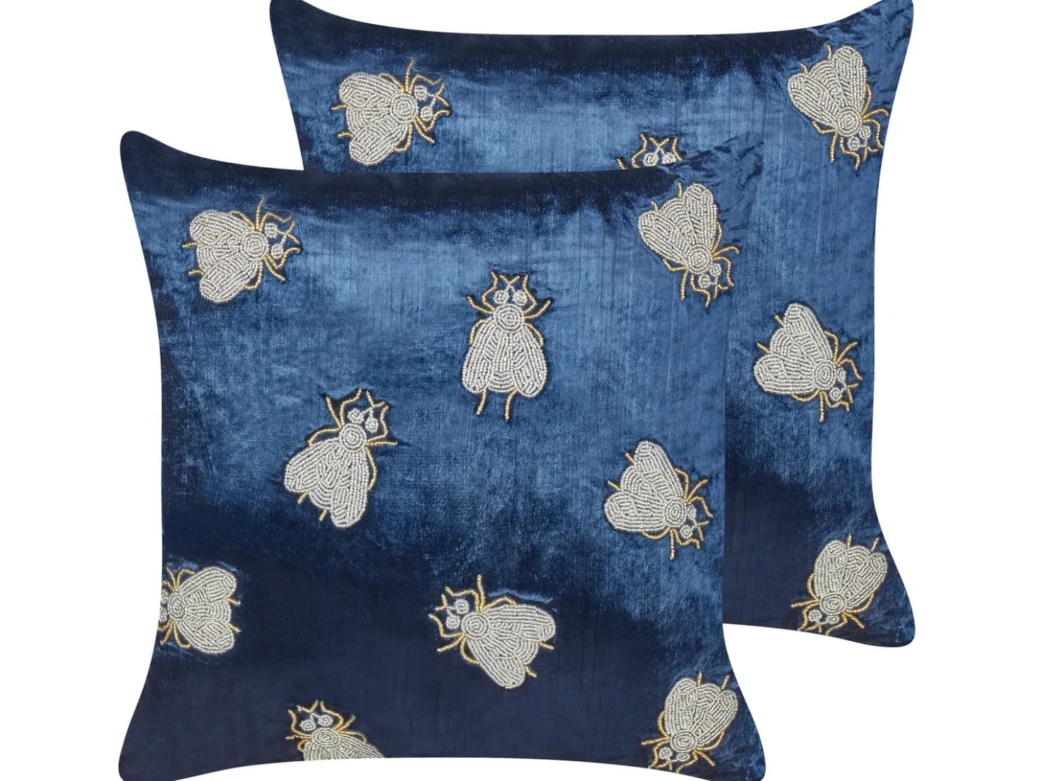 Set di 2 cuscini PENTAS Velluto 45 x 45 cm Blu marino Trama animale