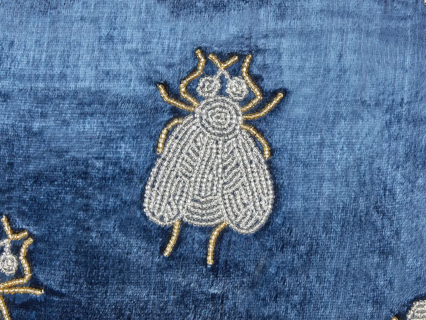 Set di 2 cuscini PENTAS Velluto 45 x 45 cm Blu marino Trama animale