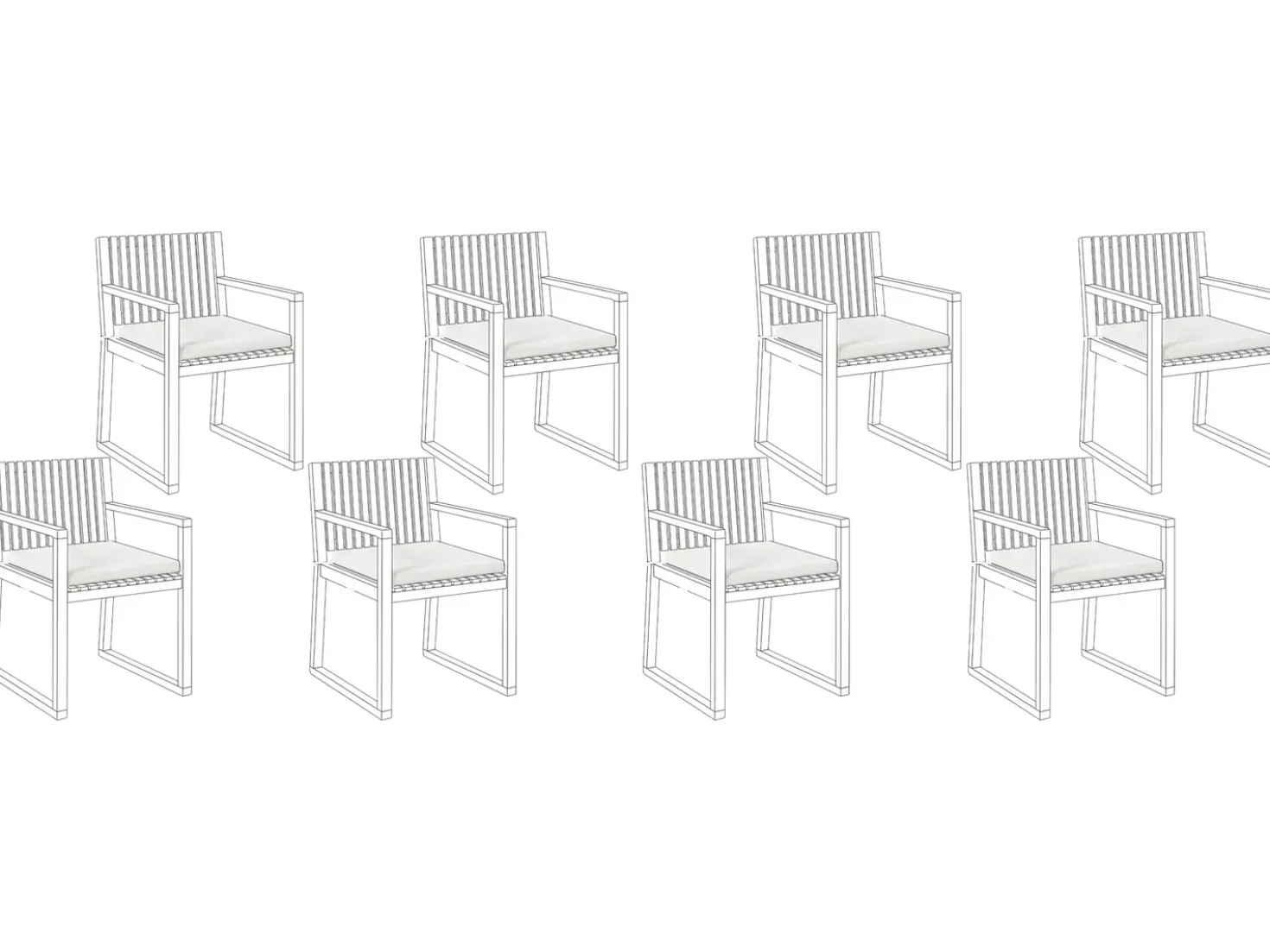 Set di 8 cuscini per sedie SASSARI PREMIUM 46 x 46 cm Bianco sporco