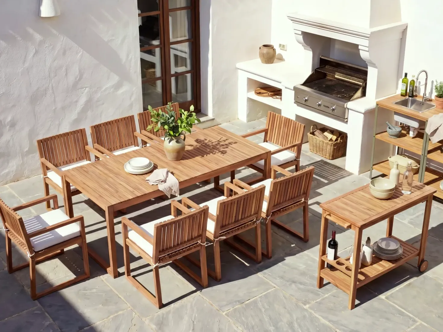 Set di 8 cuscini per sedie SASSARI PREMIUM 46 x 46 cm Bianco sporco