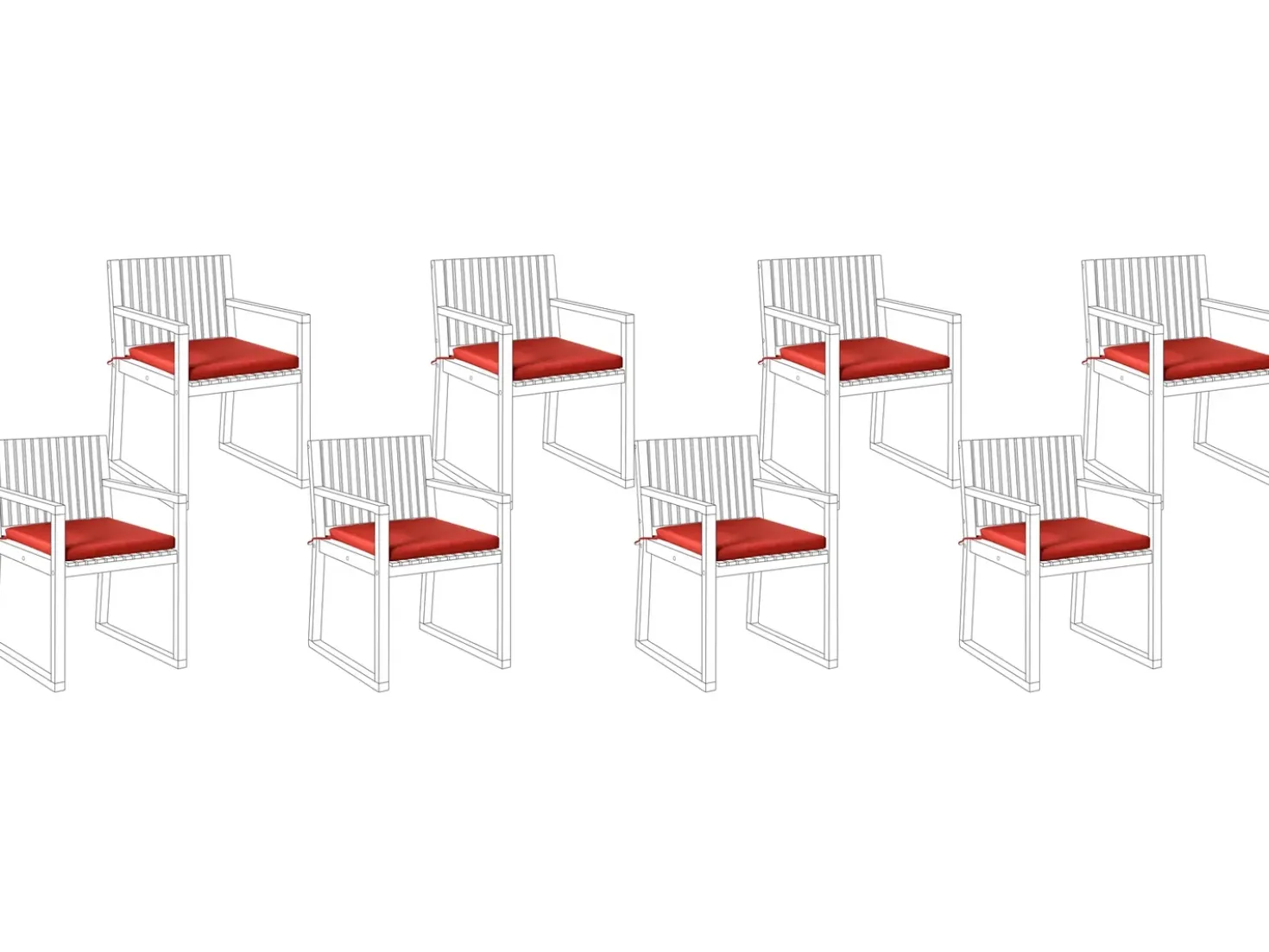 Set di 8 cuscini per sedie SASSARI PREMIUM 46 x 46 cm Rosso