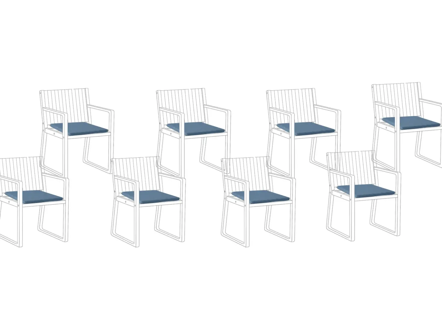 Set di 8 cuscini per sedie SASSARI PREMIUM 46 x 46 cm Blu