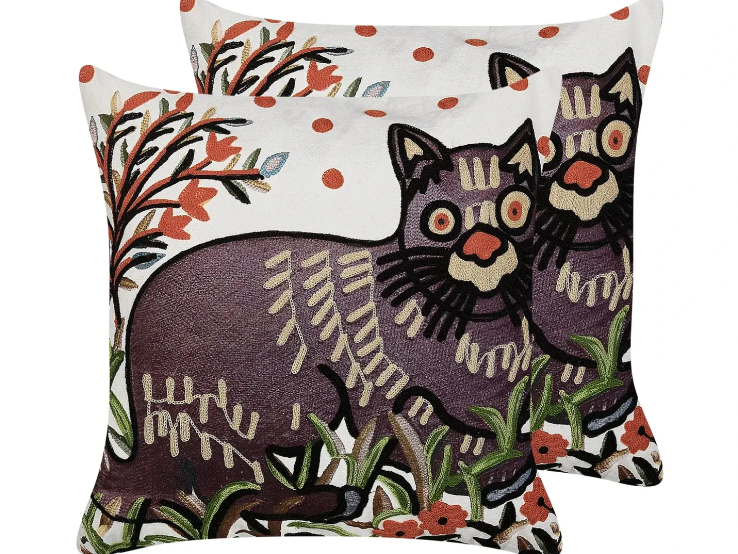 Set di 2 cuscini PHUSRO Cotone 50 x 50 cm Multicolore Trama animale