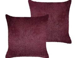 Set di 2 cuscini PILEA Finta pelliccia 45 x 45 cm Bordeaux Tinta unita