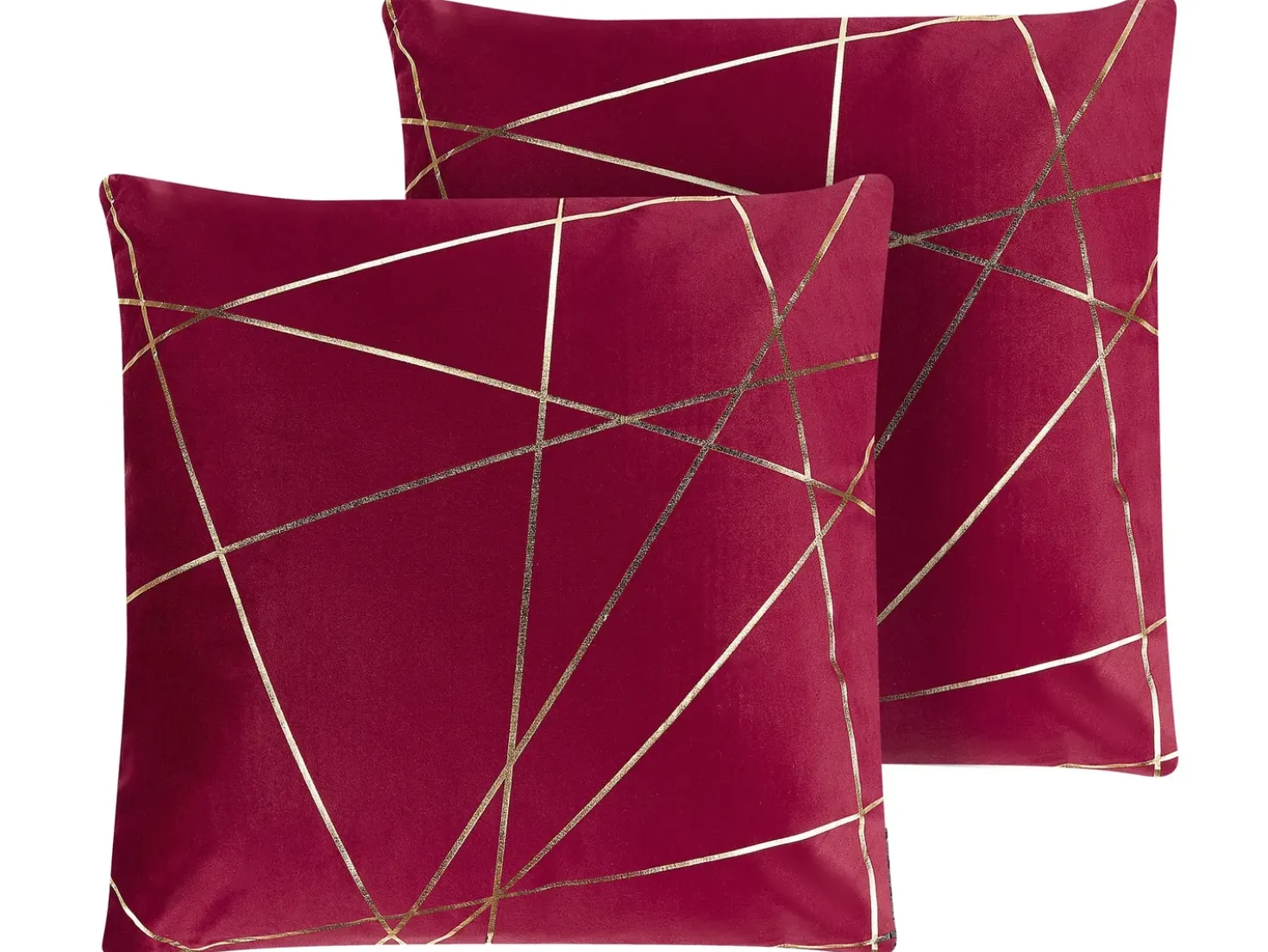 Set di 2 cuscini PINUS Velluto 45 x 45 cm Rosso Trama geometrica