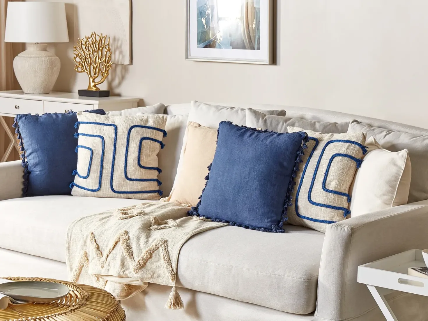 Set di 2 cuscini PLEIONE Cotone 45 x 45 cm Blu marino Trama geometrica