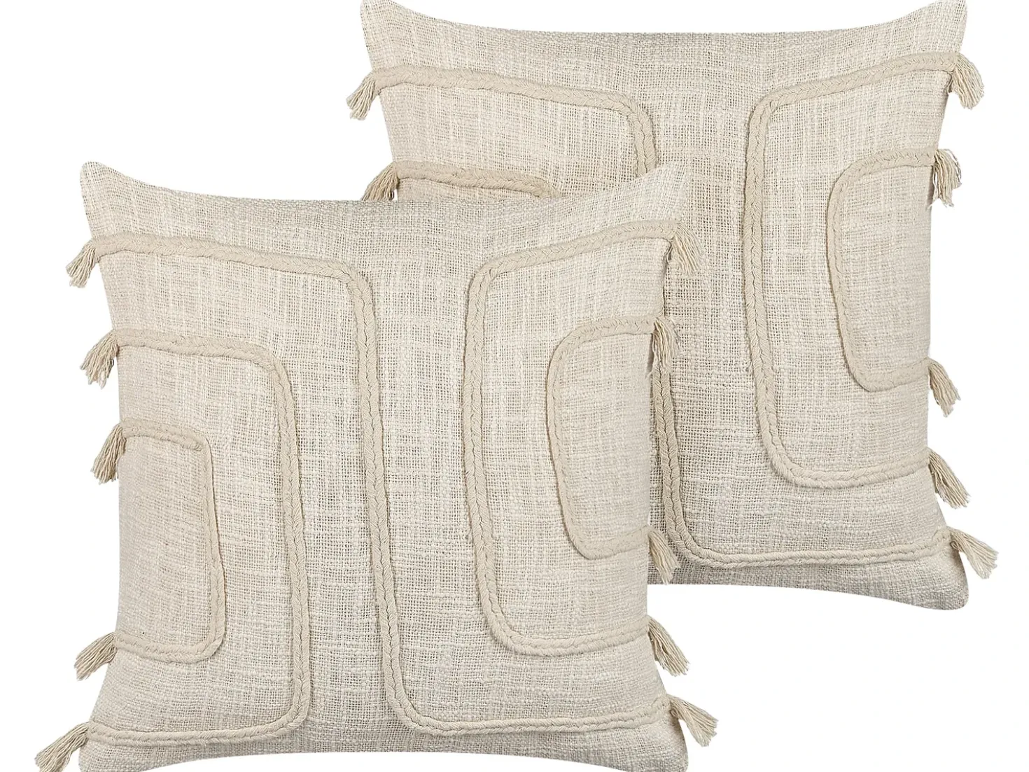 Set di 2 cuscini PLEIONE Cotone 45 x 45 cm Beige chiaro Trama geometrica