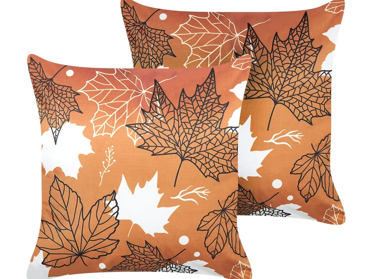 Set di 2 cuscini POINSETTIA Velluto 45 x 45 cm Arancione Trama di piante
