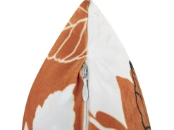 Set di 2 cuscini POINSETTIA Velluto 45 x 45 cm Arancione Trama di piante