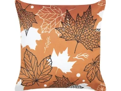 Set di 2 cuscini POINSETTIA Velluto 45 x 45 cm Arancione Trama di piante