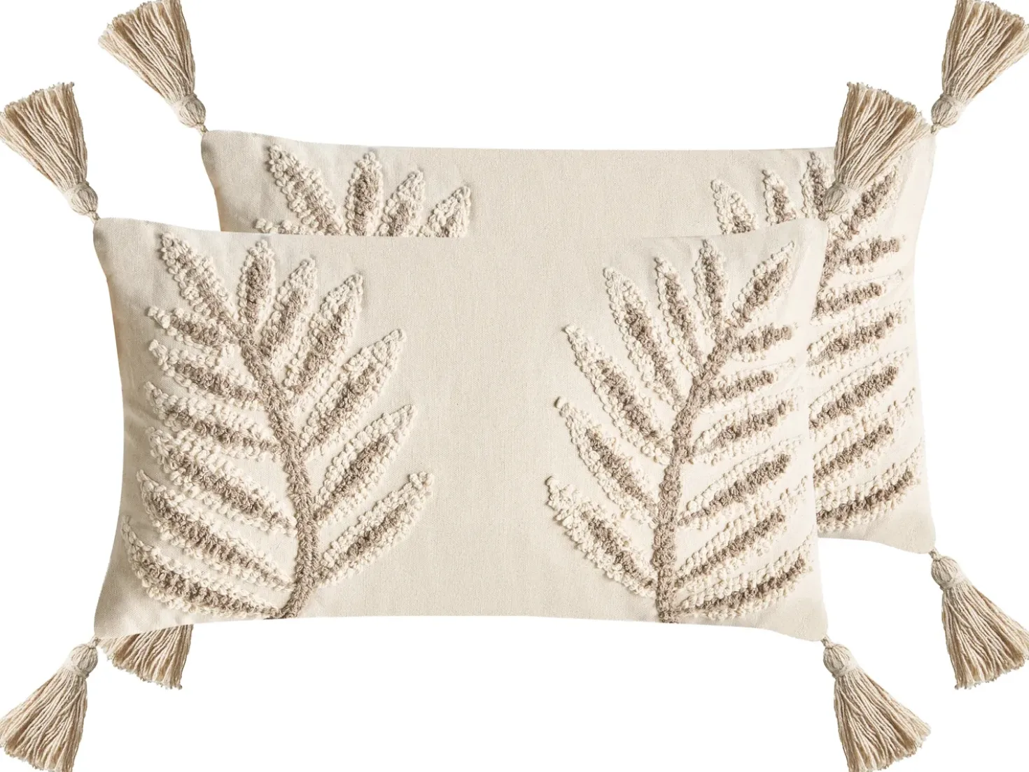 Set di 2 cuscini POMETIA Cotone 30 x 50 cm Beige Trama floreale
