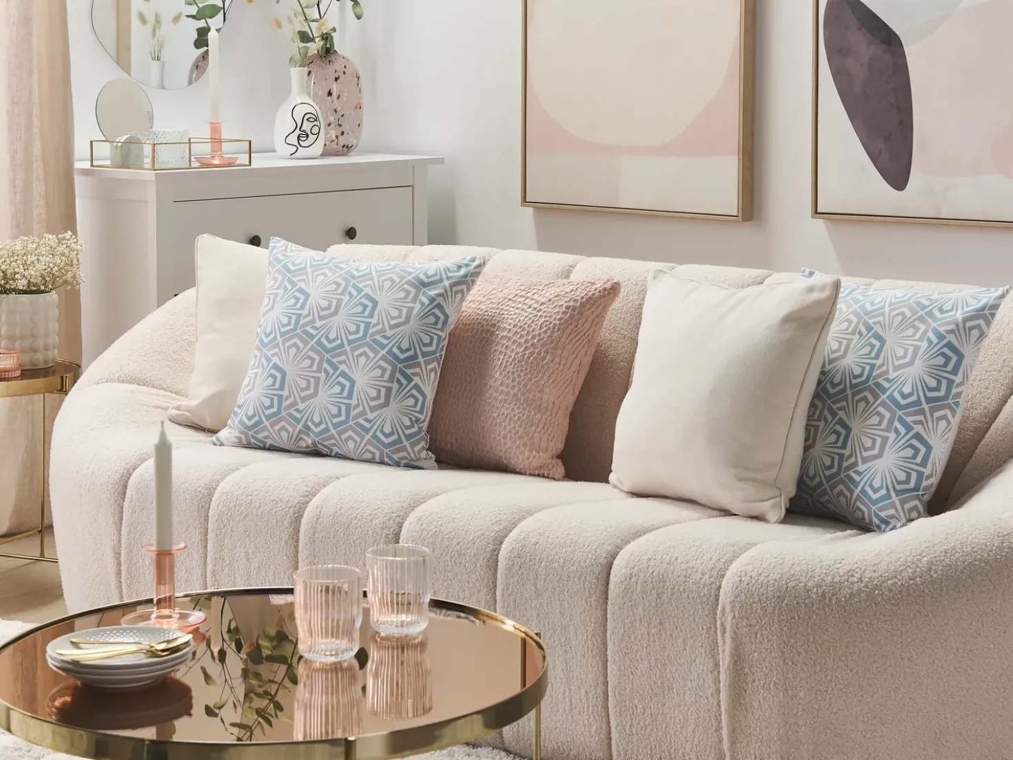 Set di 2 cuscini PRIMROSE 45 x 45 cm Azzurro Trama Ikat