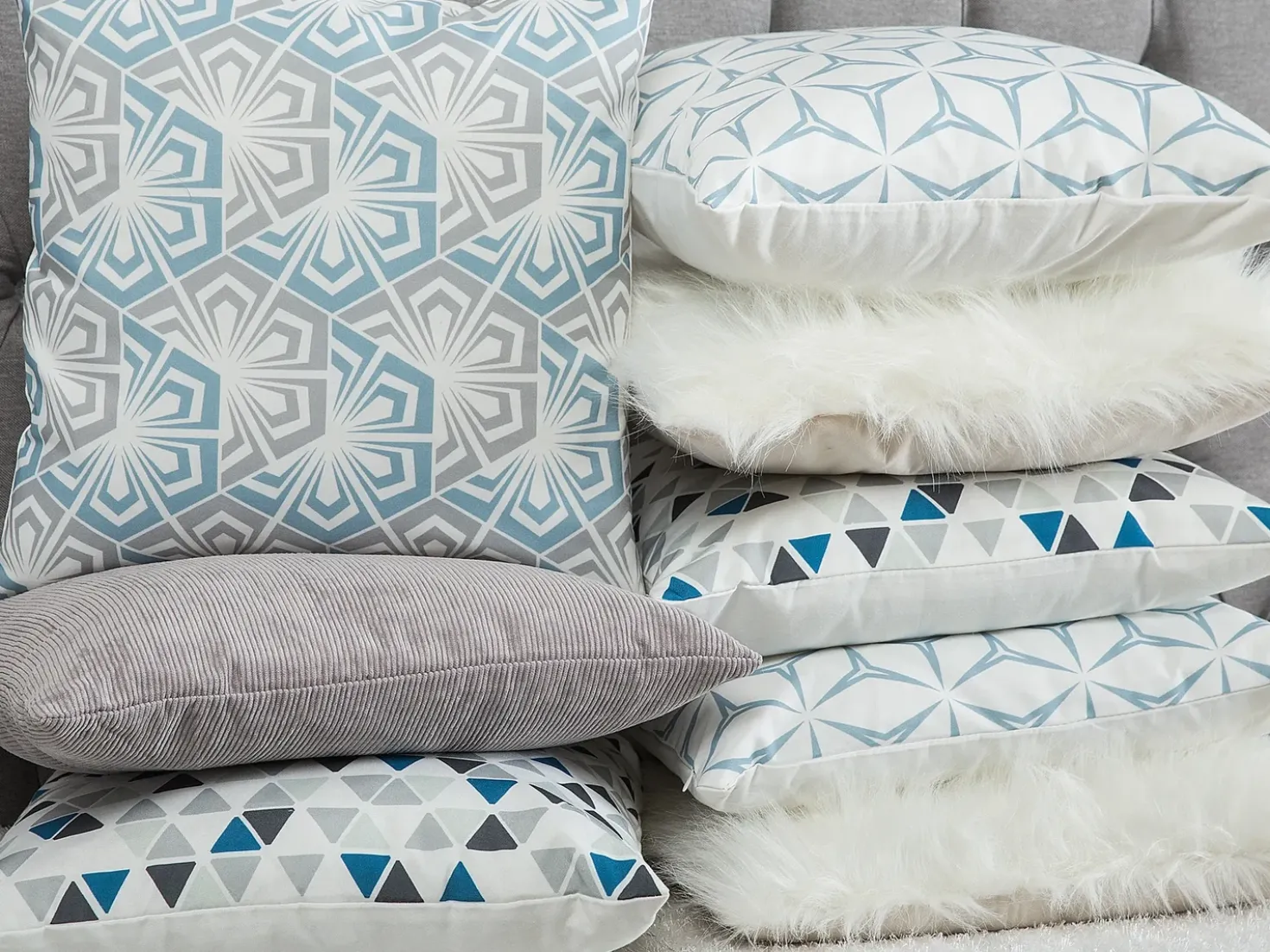 Set di 2 cuscini PRIMROSE 45 x 45 cm Azzurro Trama Ikat