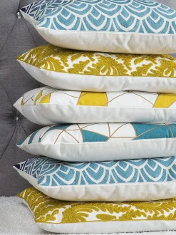 Set di 2 cuscini PRIMULA Cotone 45 x 45 cm Senape Trama Ikat