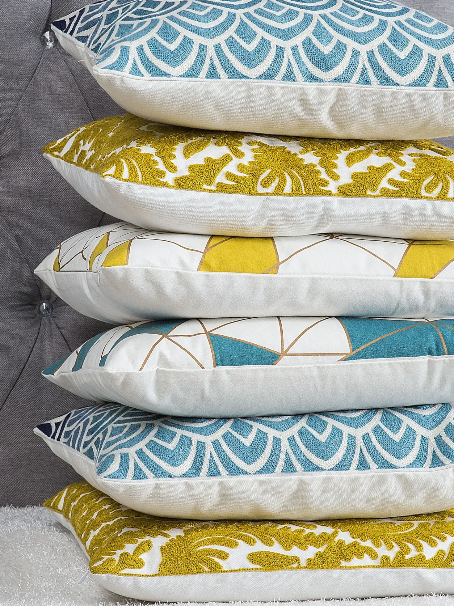 Set di 2 cuscini PRIMULA Cotone 45 x 45 cm Senape Trama Ikat