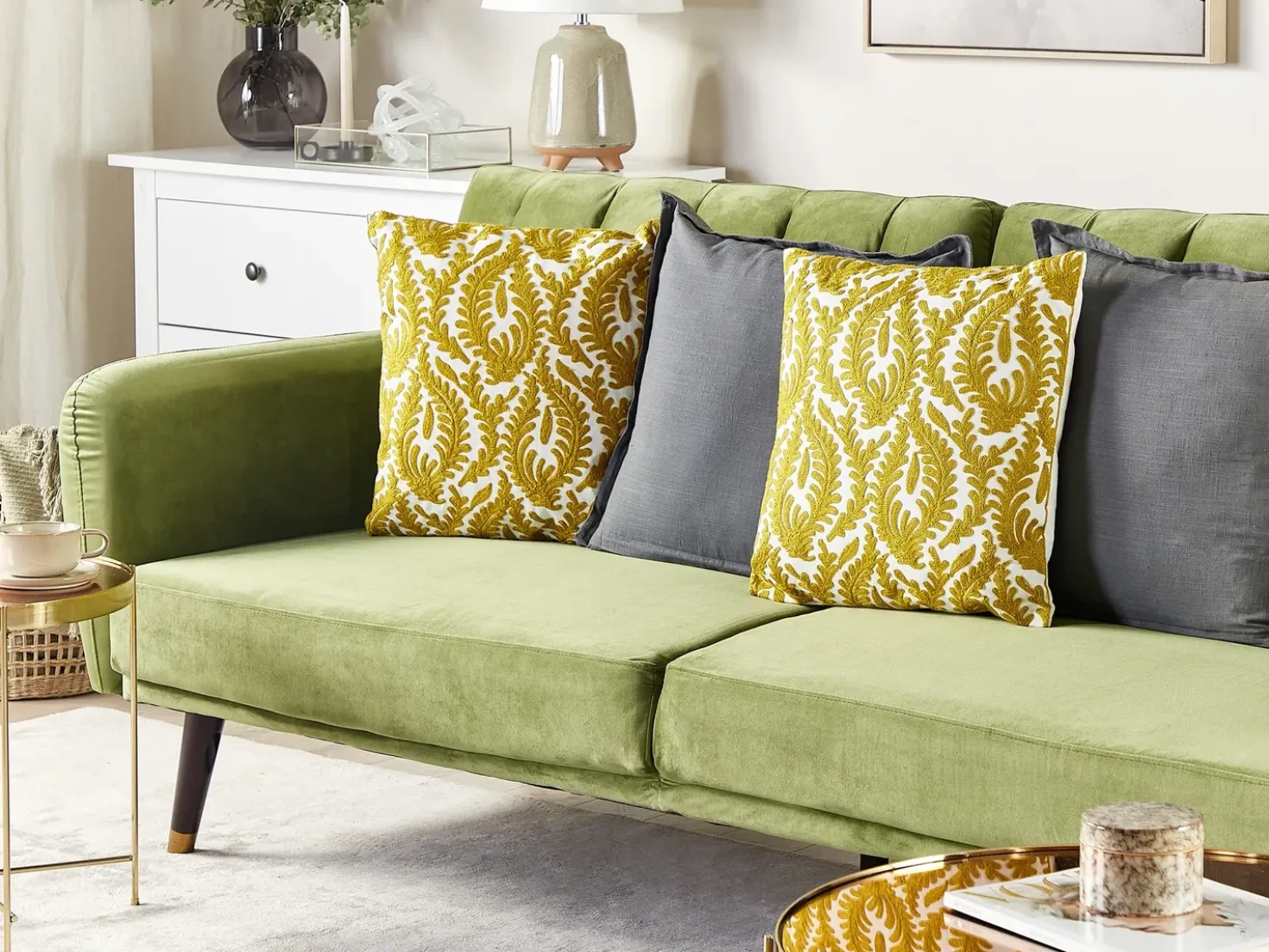 Set di 2 cuscini PRIMULA Cotone 45 x 45 cm Senape Trama Ikat