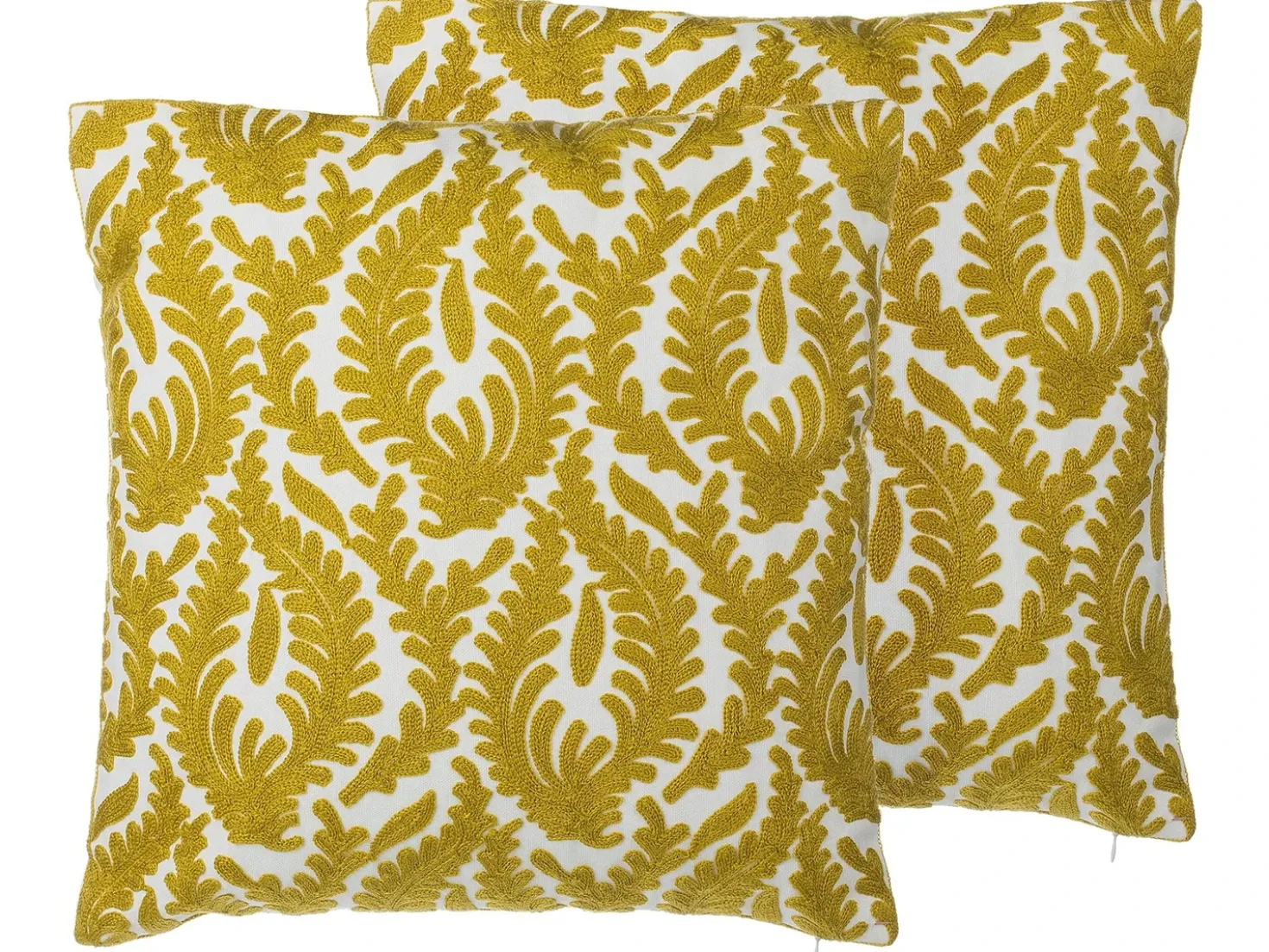 Set di 2 cuscini PRIMULA Cotone 45 x 45 cm Senape Trama Ikat