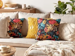 Set di 2 cuscini PROTEA Velluto 45 x 45 cm Multicolore Trama floreale