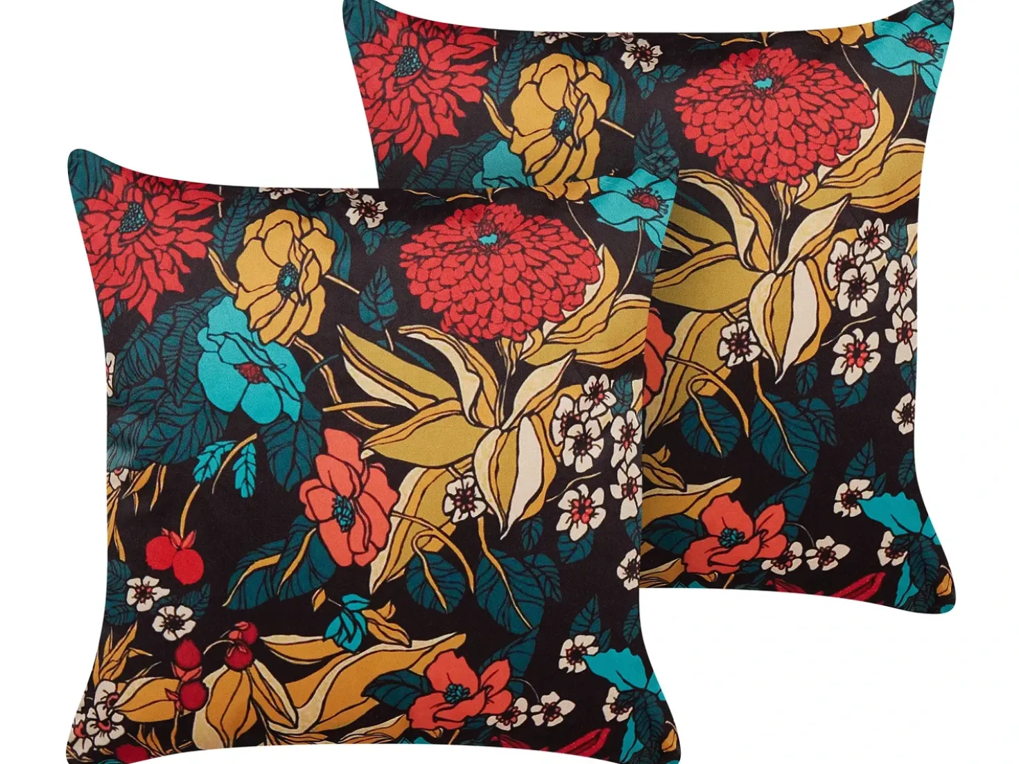 Set di 2 cuscini PROTEA Velluto 45 x 45 cm Multicolore Trama floreale