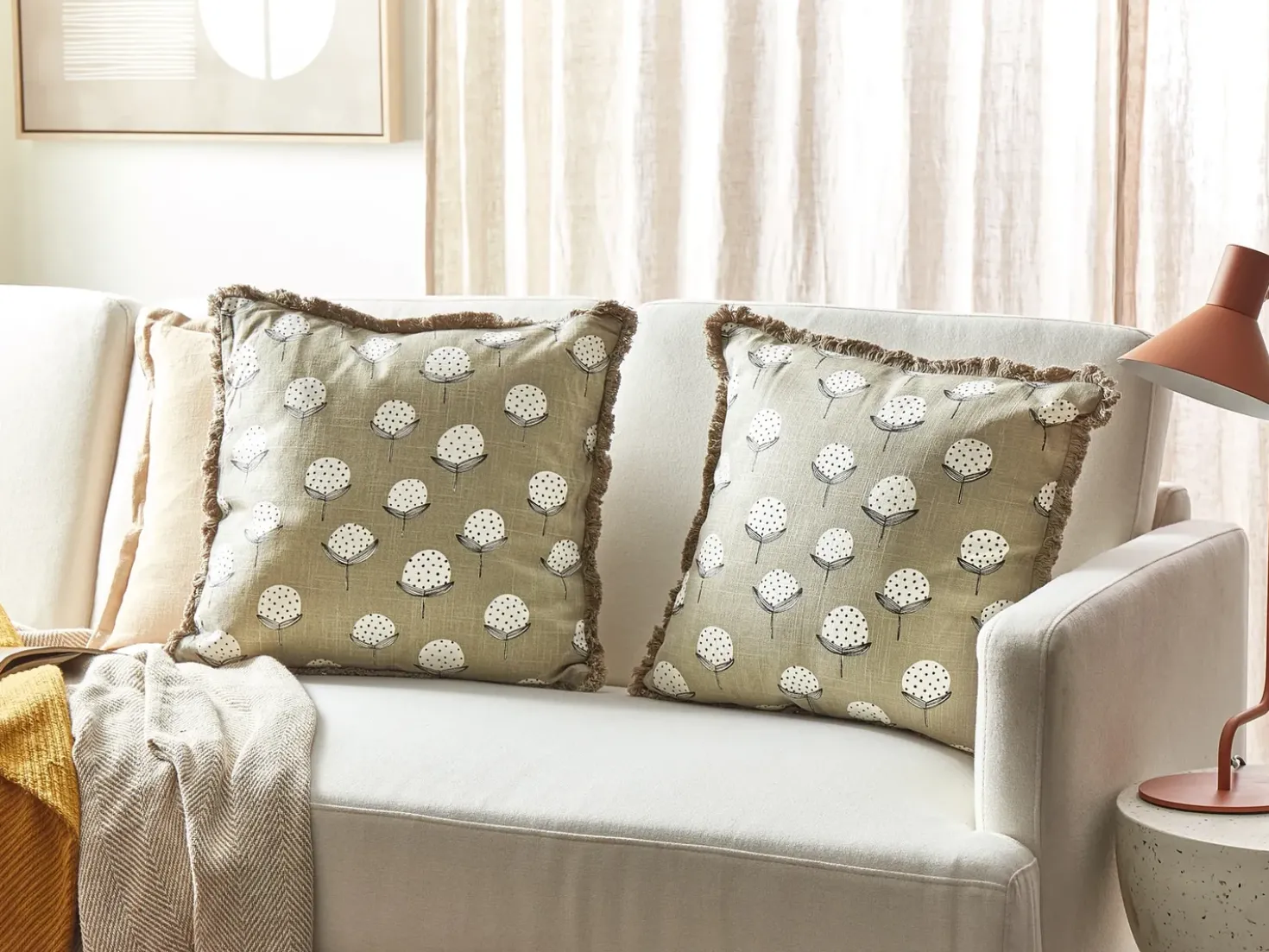 Set di 2 cuscini PSILOTALES Cotone 45 x 45 cm Beige Trama floreale