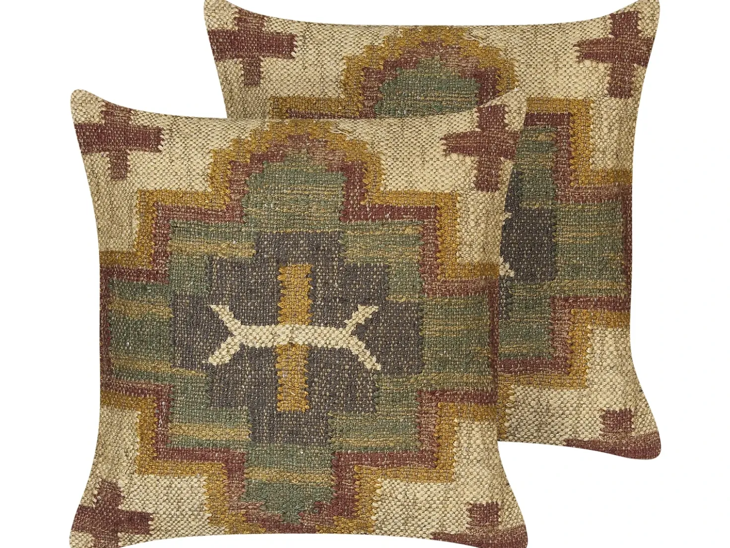 Set di 2 cuscini PULICAT Iuta 45 x 45 cm Verde Trama orientale