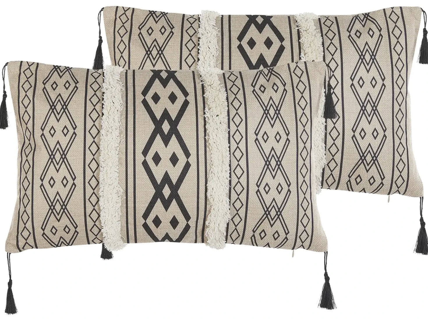 Set di 2 cuscini PULMONARIA 30 x 50 cm Beige Trama geometrica