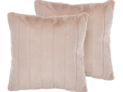 Set di 2 cuscini PUMILA Finta pelliccia 45 x 45 cm Rosa pastello Tinta unita