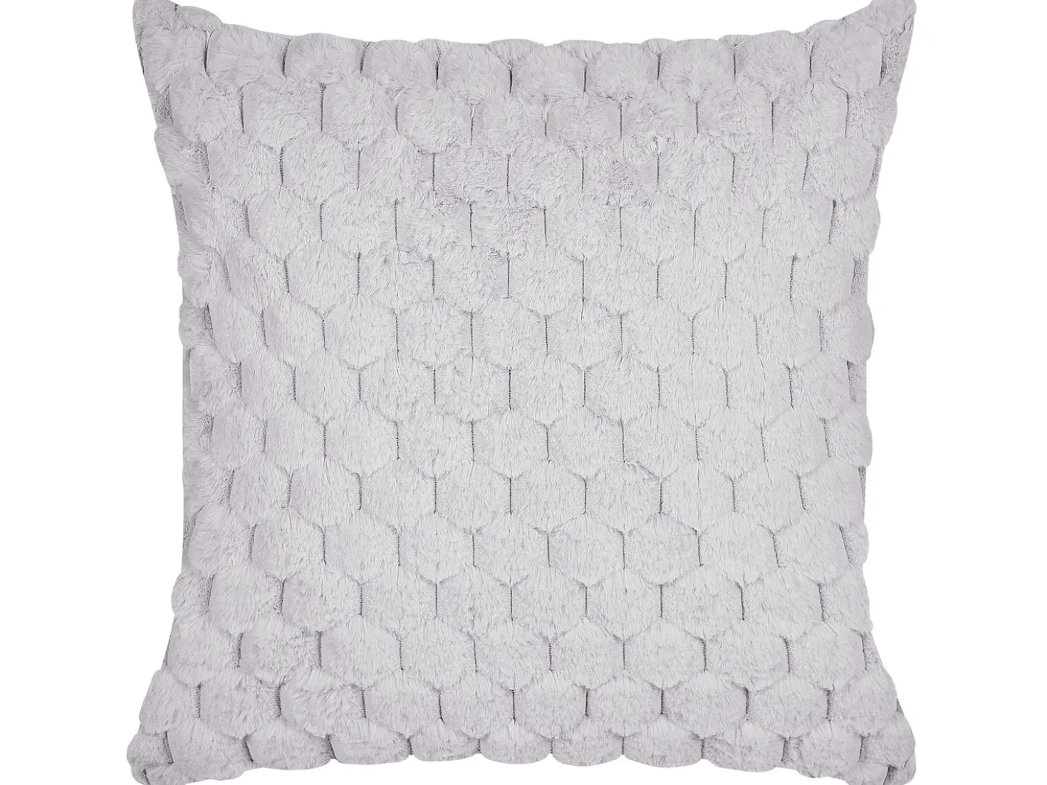 Set di 2 cuscini PURSLANE Finta pelliccia 43 x 43 cm Grigio chiaro Trama geometrica