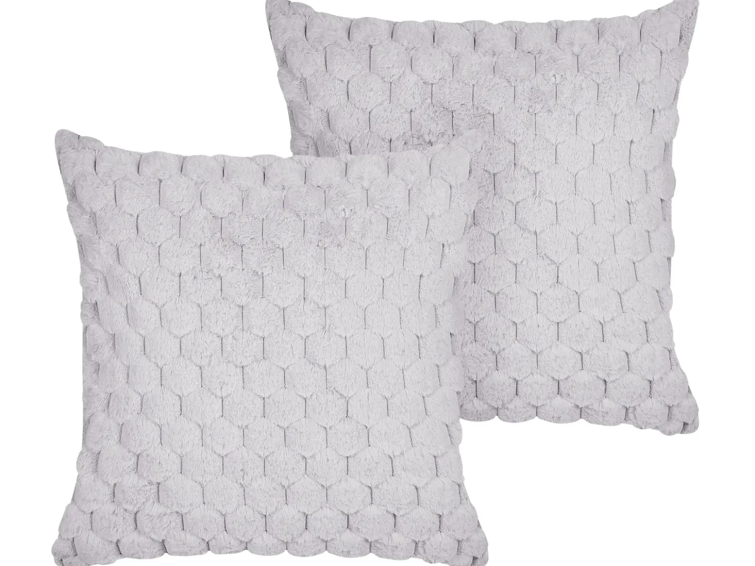 Set di 2 cuscini PURSLANE Finta pelliccia 43 x 43 cm Grigio chiaro Trama geometrica