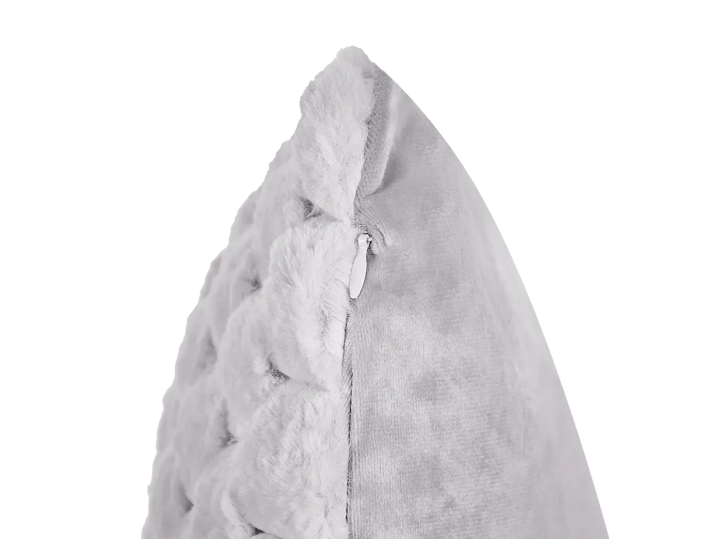 Set di 2 cuscini PURSLANE Finta pelliccia 43 x 43 cm Grigio chiaro Trama geometrica