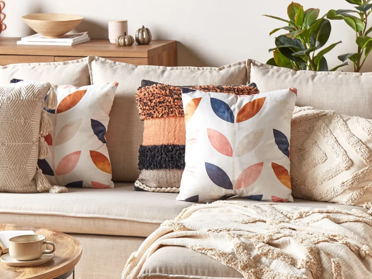 Set di 2 cuscini QUINOA Velluto 45 x 45 cm Multicolore Trama di piante