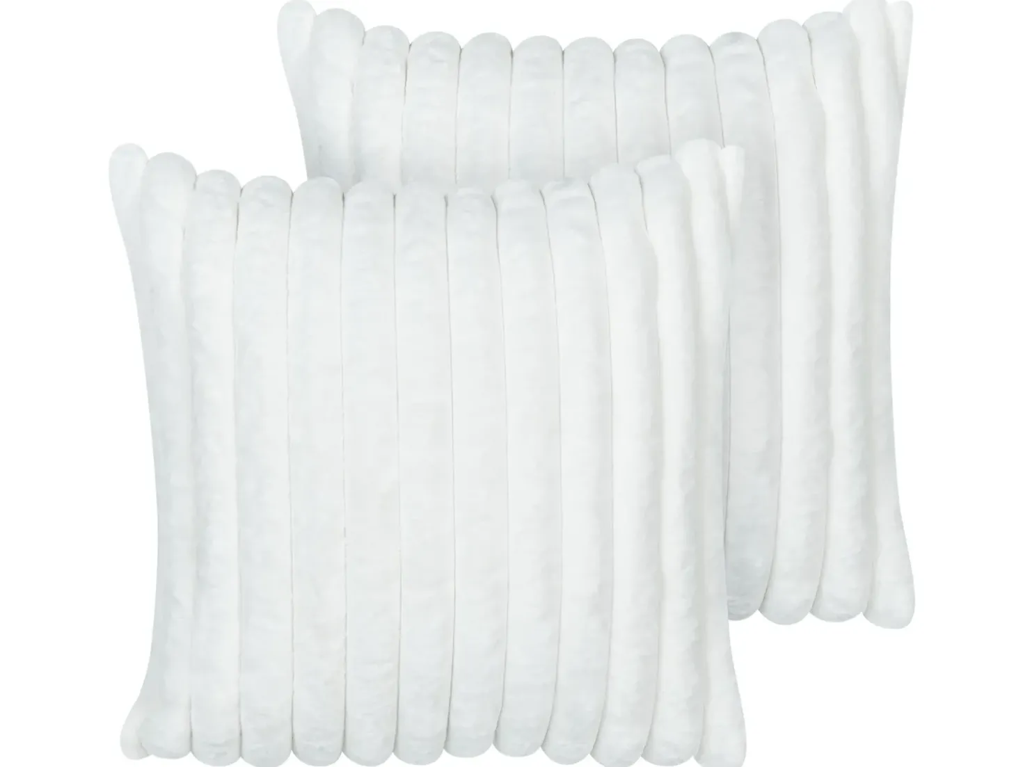 Set di 2 cuscini RAKYA Finta pelliccia 45 x 45 cm Bianco A strisce