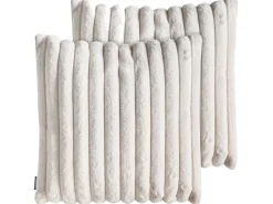 Set di 2 cuscini RAKYA Finta pelliccia 45 x 45 cm Beige chiaro A strisce