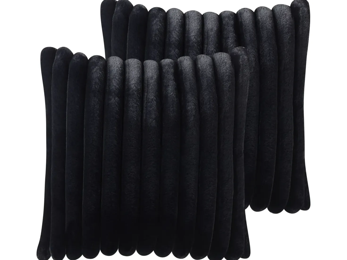 Set di 2 cuscini RAKYA Finta pelliccia 45 x 45 cm Nero A strisce