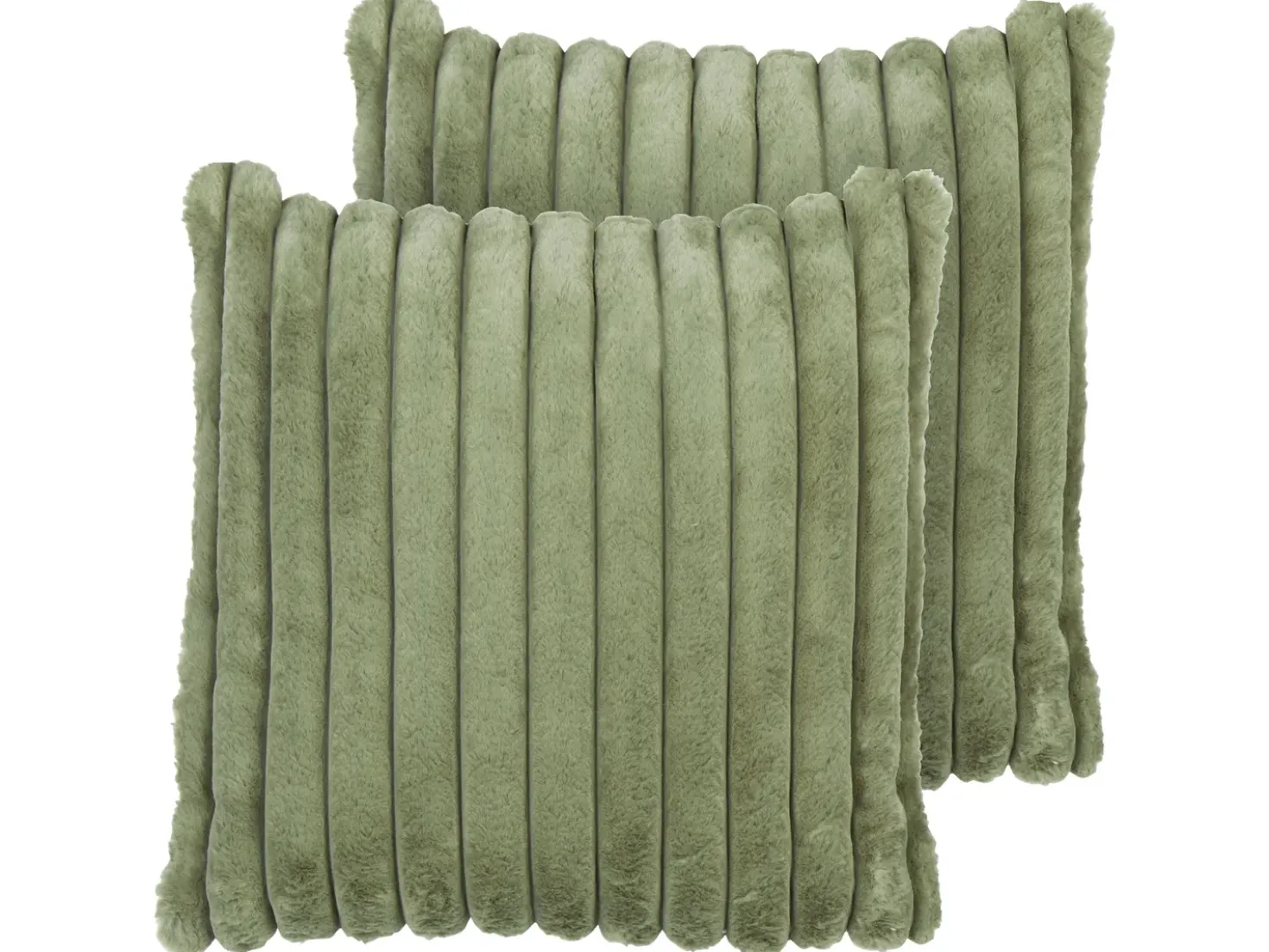 Set di 2 cuscini RAKYA Finta pelliccia 45 x 45 cm Verde A strisce