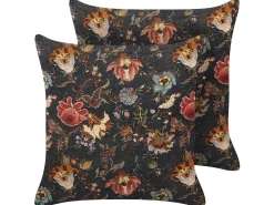 Set di 2 cuscini RAMONDA Velluto 45 x 45 cm Multicolore Trama floreale