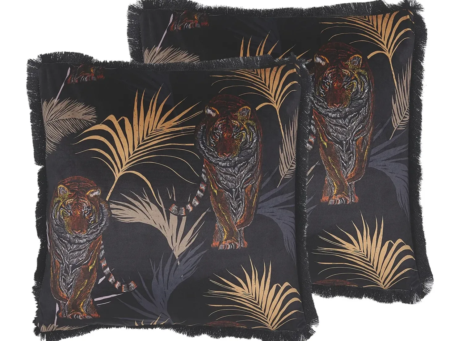 Set di 2 cuscini RAMTEK Velluto 45 x 45 cm Nero Trama animale