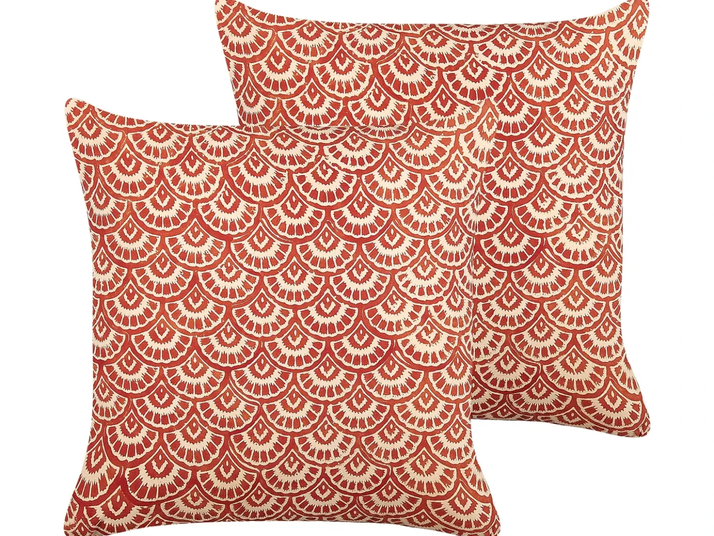 Set di 2 cuscini RHUS Cotone 45 x 45 cm Rosso Trama geometrica