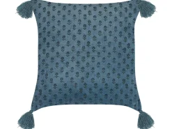 Set di 2 cuscini RIBES Velluto 45 x 45 cm Blu scuro Trama floreale