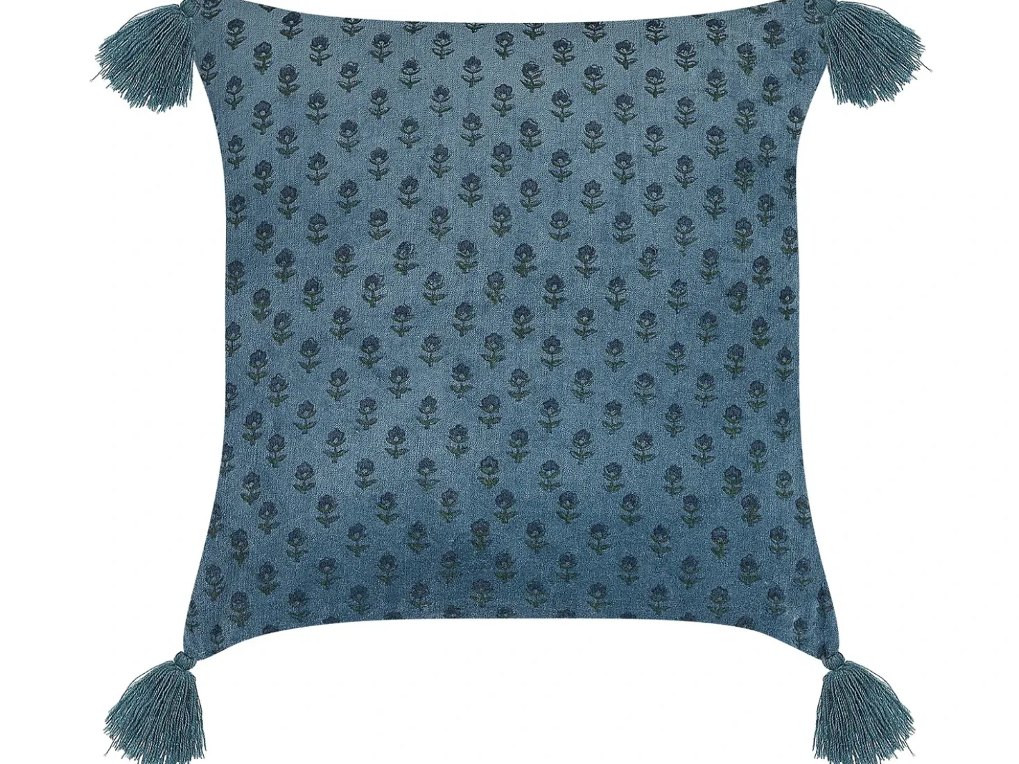 Set di 2 cuscini RIBES Velluto 45 x 45 cm Blu scuro Trama floreale