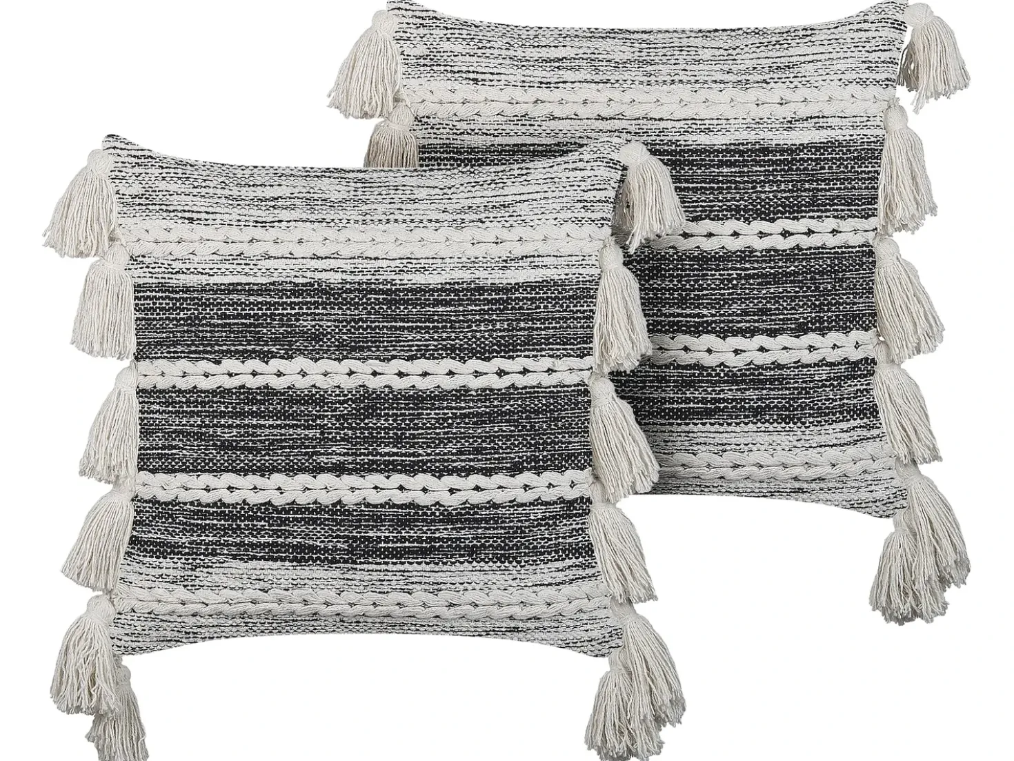 Set di 2 cuscini ROCHEA Cotone 45 x 45 cm Nero A strisce