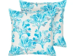 Set di 2 cuscini ROCKWEED Cotone 45 x 45 cm Blu Trama floreale