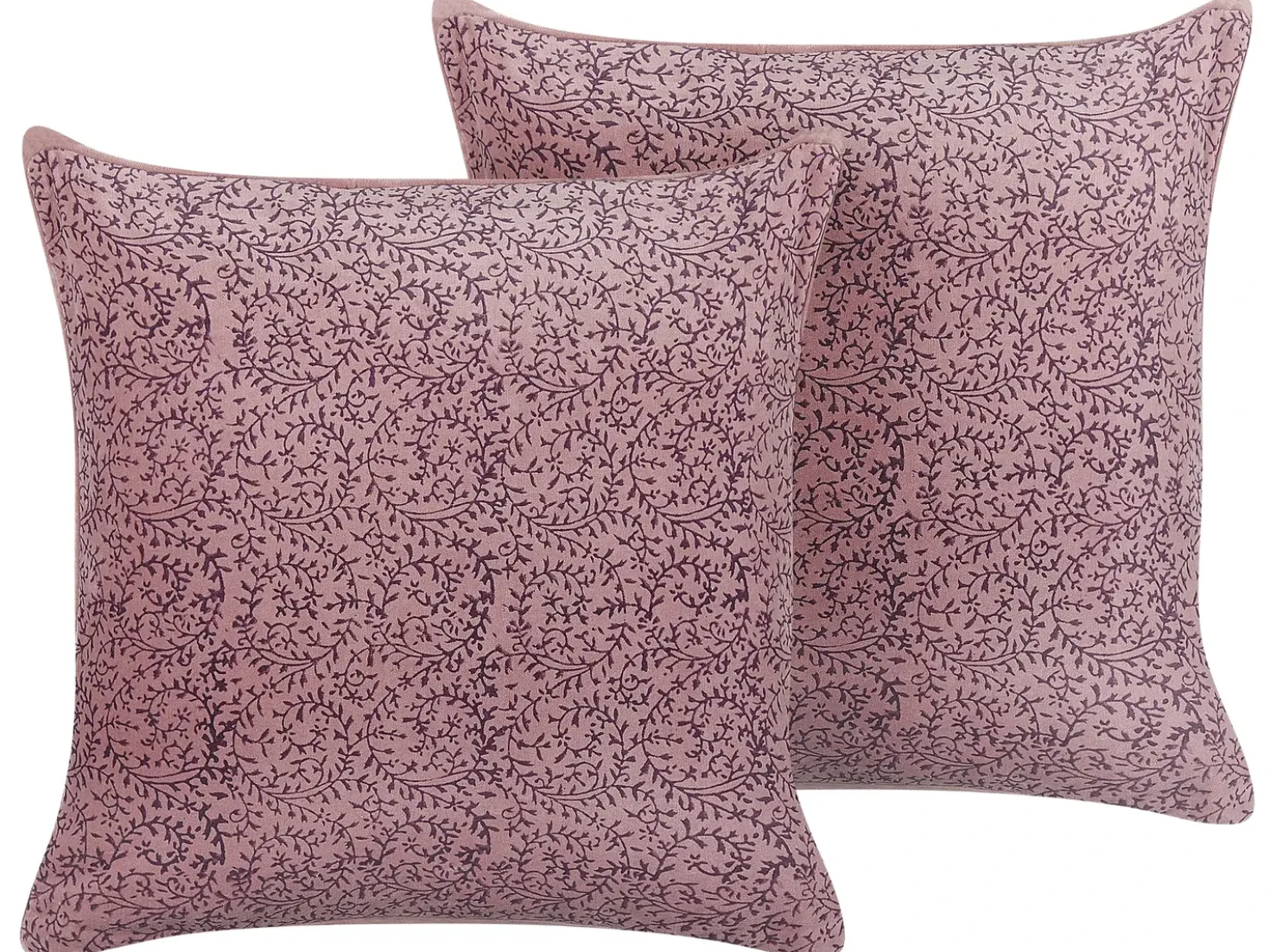 Set di 2 cuscini ROMNEYA Velluto 45 x 45 cm Rosa Trama floreale