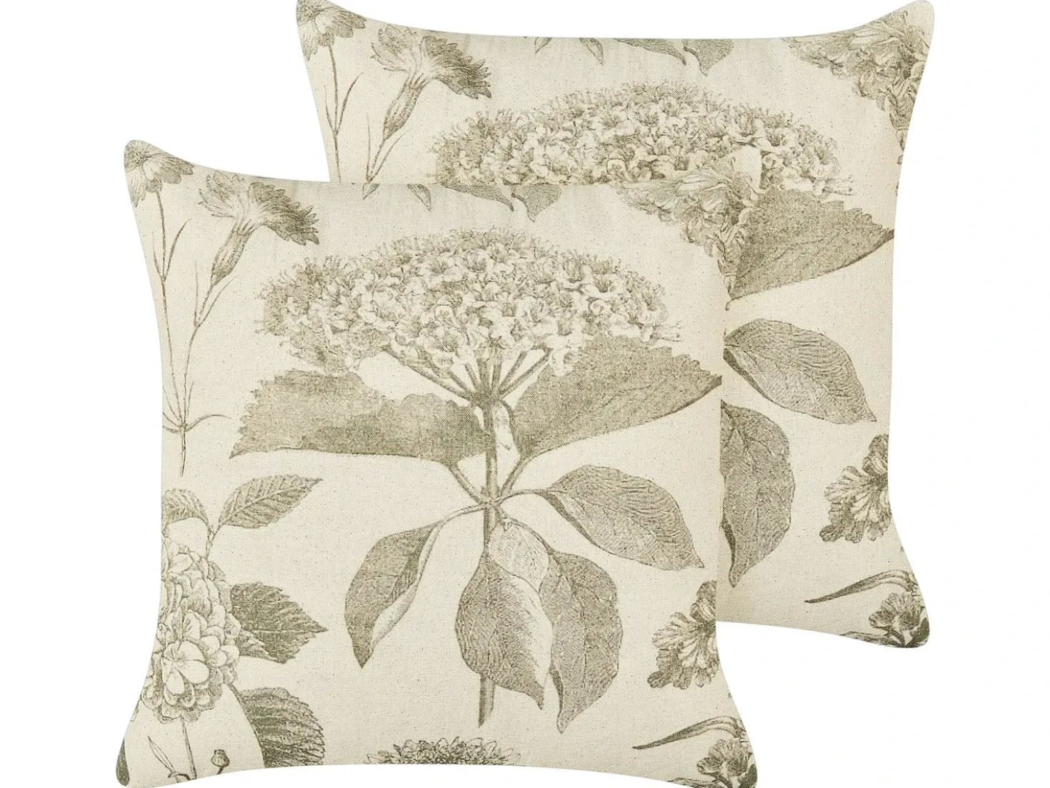 Set di 2 cuscini ROSEMARY Cotone 45 x 45 cm Verde oliva Trama floreale