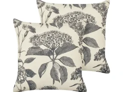 Set di 2 cuscini ROSEMARY Cotone 45 x 45 cm Grigio Trama floreale