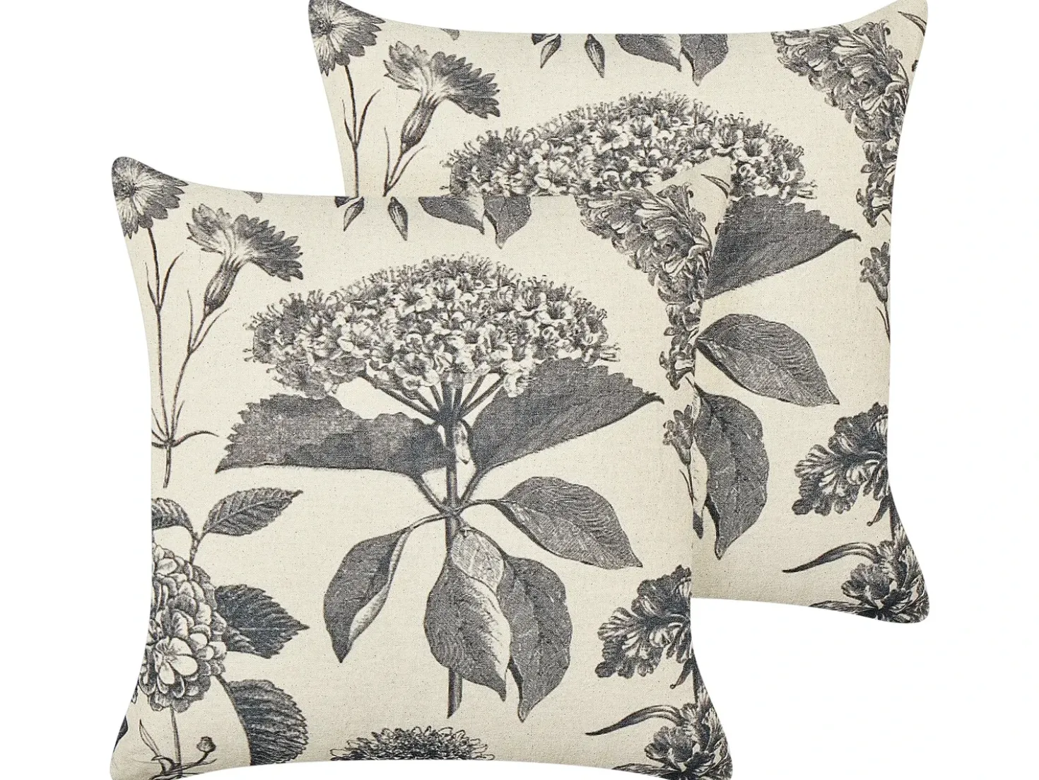 Set di 2 cuscini ROSEMARY Cotone 45 x 45 cm Grigio Trama floreale