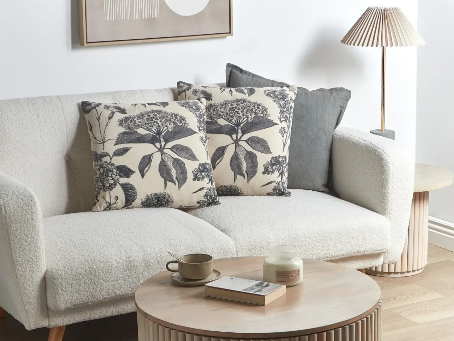 Set di 2 cuscini ROSEMARY Cotone 45 x 45 cm Grigio Trama floreale