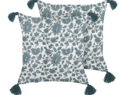 Set di 2 cuscini RUMEX Cotone 45 x 45 cm Blu Trama floreale