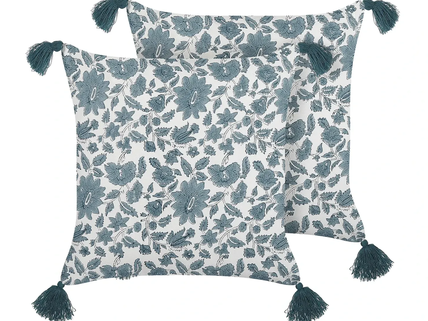 Set di 2 cuscini RUMEX Cotone 45 x 45 cm Blu Trama floreale