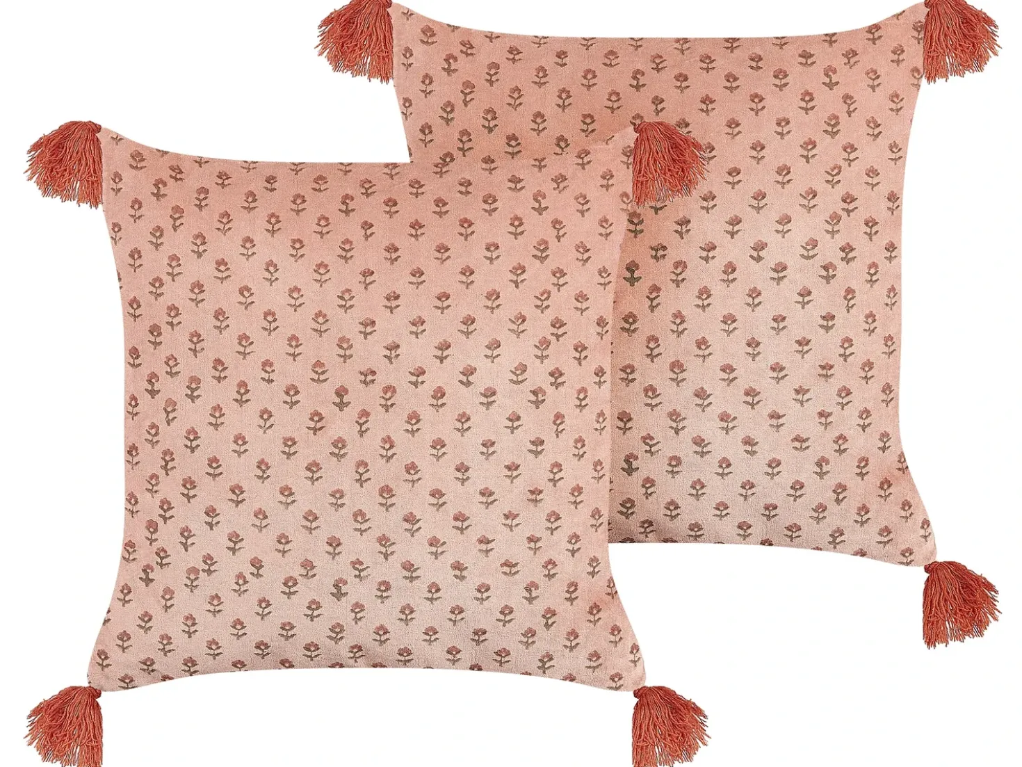Set di 2 cuscini RUMHORA Velluto 45 x 45 cm Rosa Trama floreale
